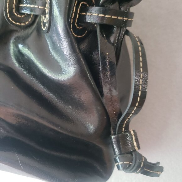 Dooney and Bourke Chiara Black Patent Leather Tote Pink Lining Large Handbag - Picture 10 of 16